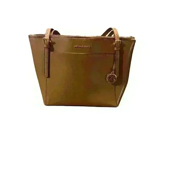 NWOT Michael Kors Voyager Large Saffiano Leather Top-Zip Tote Bag Brown - Picture 1 of 12